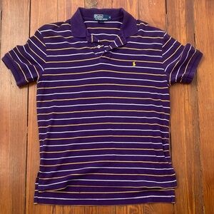 Ralph Lauren Purple Polo with Yellow and White stripes